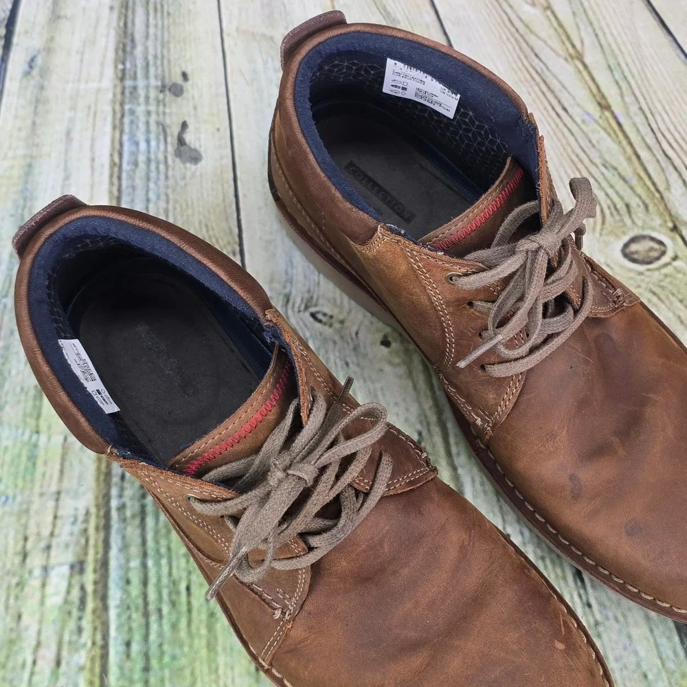 Clarks Vargo Mid Chukka Boots Mens 10.5 Brown Leather Lace Up Casual Comfort